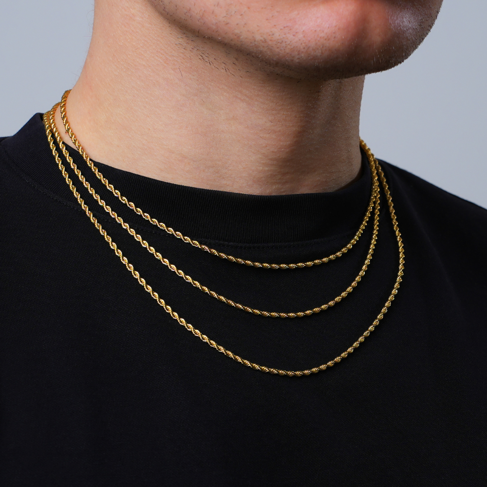 Corrente Masculina de Corda Ouro - 2MM