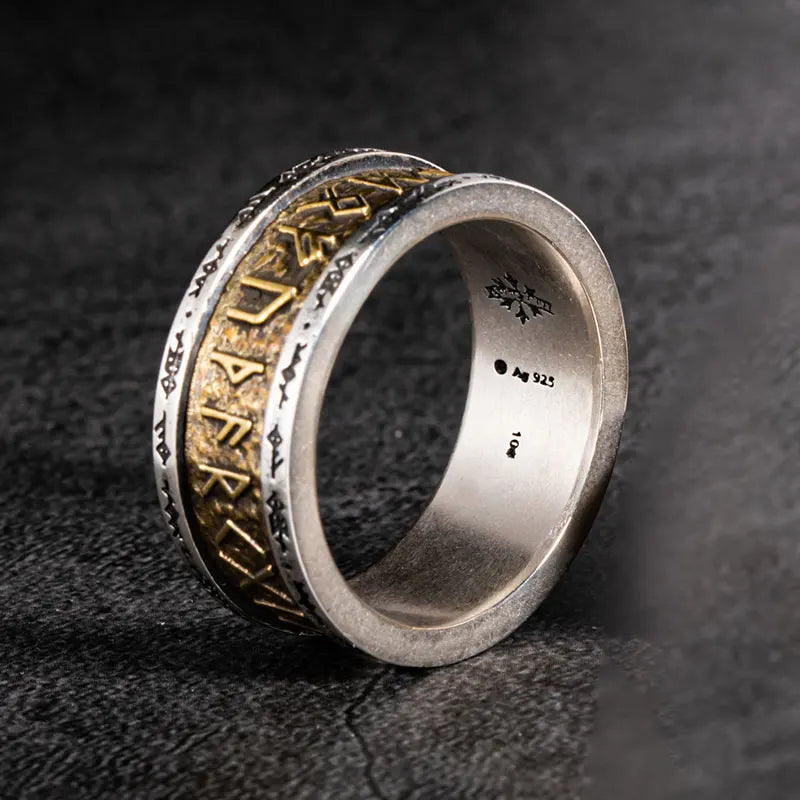 Anel Masculino Runas Nórdicas – Prata 925