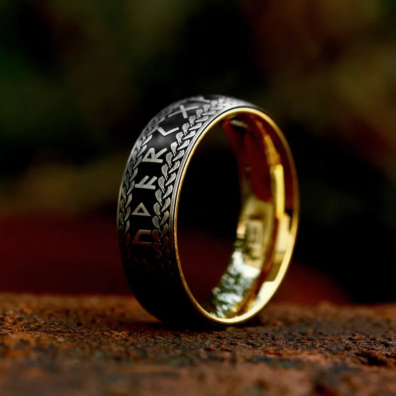 Anel Masculino Viking com Runas Nórdicas