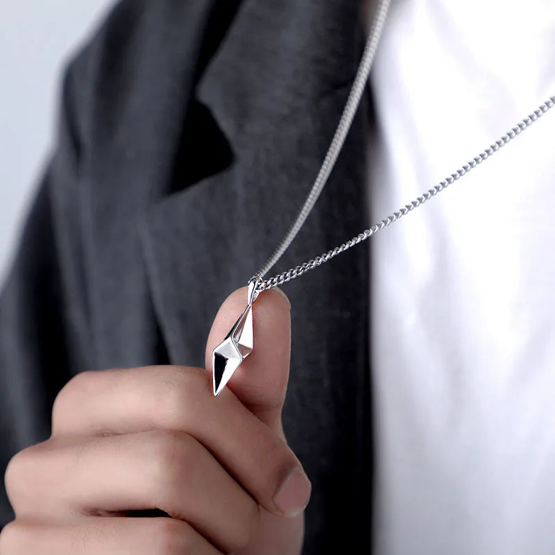 Colar Masculino Trovão 3D Aço Prata