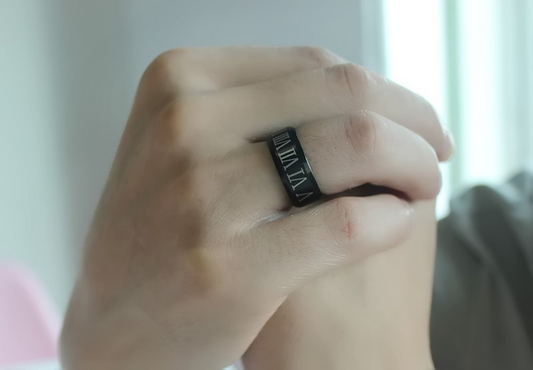 Anel Masculino Preto Números Romanos