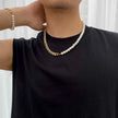 Kit 2 Peças Colar e Pulseira Meio Pérolas Corrente Cubana - Aço Dourado