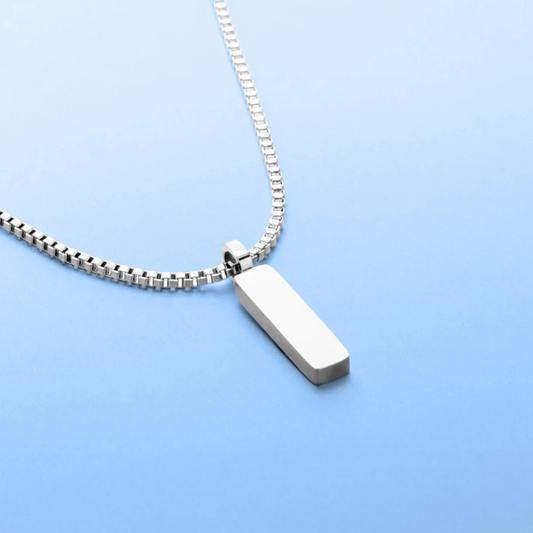 Colar Minimalista Com Pingente Corrente Box - 1 mm