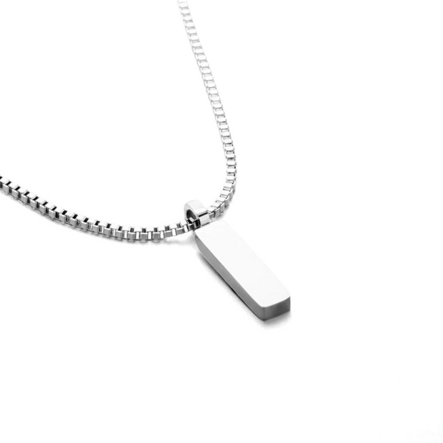 Colar Minimalista Com Pingente Corrente Box - 1 mm