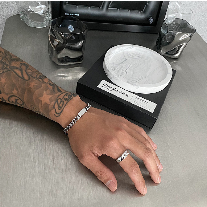 Pulseira Masculina Corrente Cubana Pingente Oval