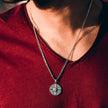 Colar Masculino Pingente Bússola Aço Prata