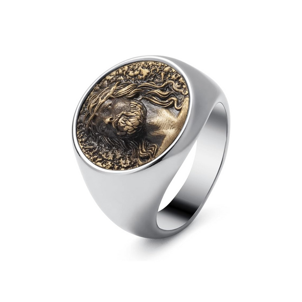Anel Masculino Rosto Esculpido