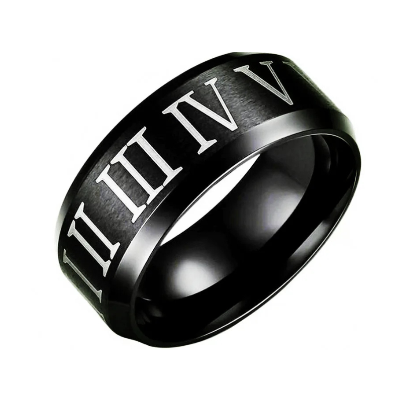 Anel Masculino Preto Números Romanos