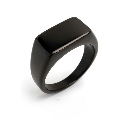 Anel Masculino Flat Clássico de Aço Preto