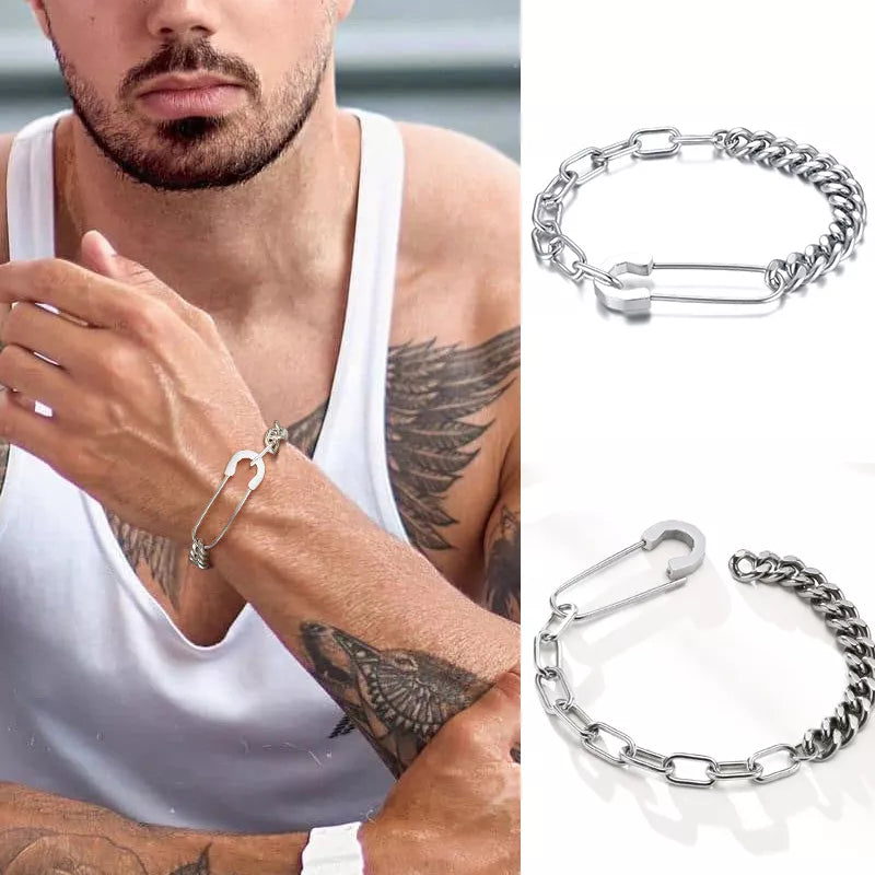 Pulseira Masculina Fusion Cubano-Cartier Aço Prata