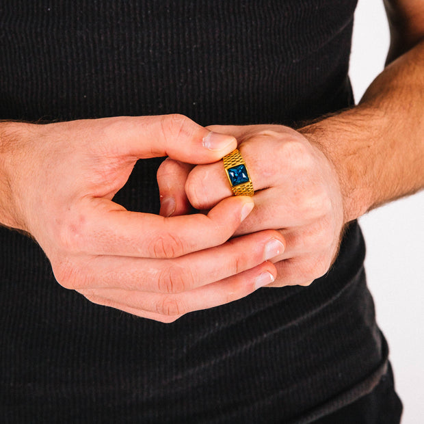 Anel Masculino Blue Relix (Ouro)