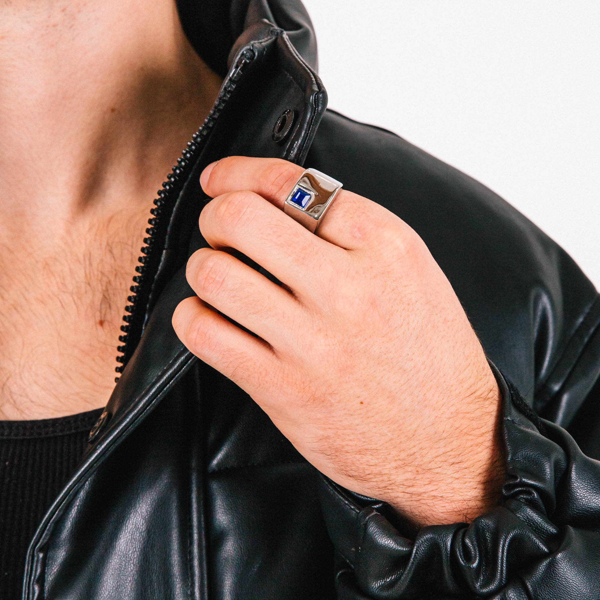 Anel Masculino Nova Azul (Prata)