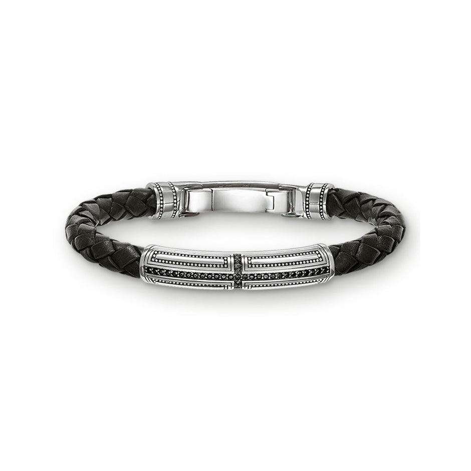 Pulseira Masculina de Couro Cruzada