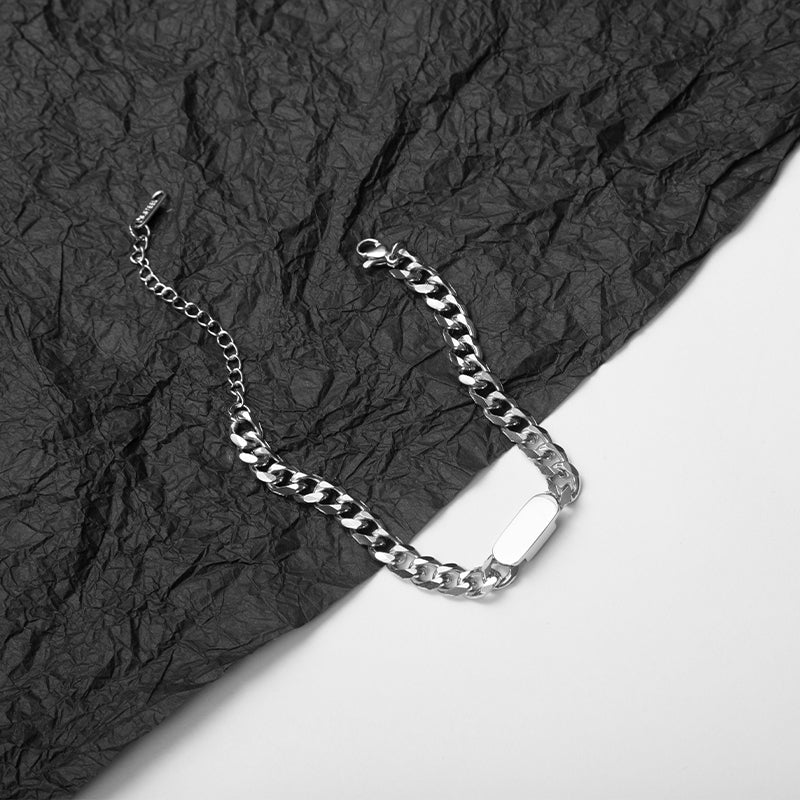 Pulseira Masculina Corrente Cubana Pingente Oval