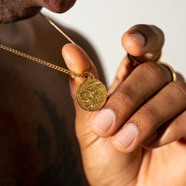 Colar Masculino Pingente Leão - Ouro