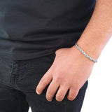 Kit Colar + Pulseira Cordão Baiano Aço Prata - 4mm