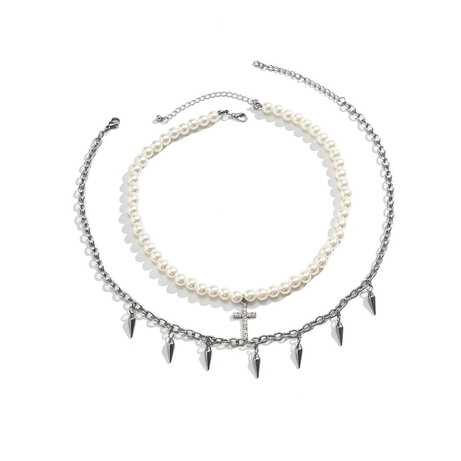 Kit Colar Masculino Spike Pearls 2 Peças