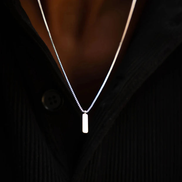 Colar Minimalista Com Pingente Corrente Box - 1 mm