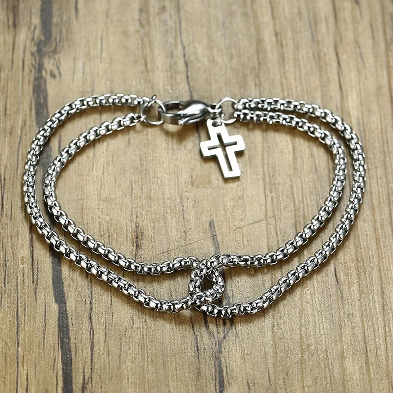 Pulseira Masculina Dupla com Pingente
