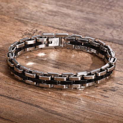 Pulseira Masculina Biker Duo Aço Prata