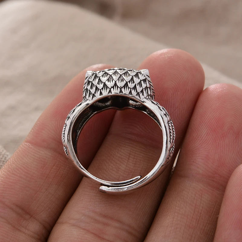 Anel Masculino Coruja Real Ajustável