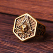Anel Masculino Caveira Maçônica Hexagonal