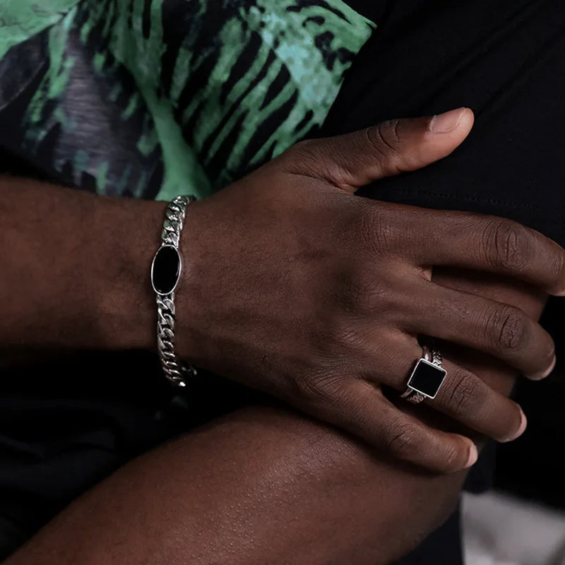 Pulseira Masculina Corrente Cubana Black Eyes