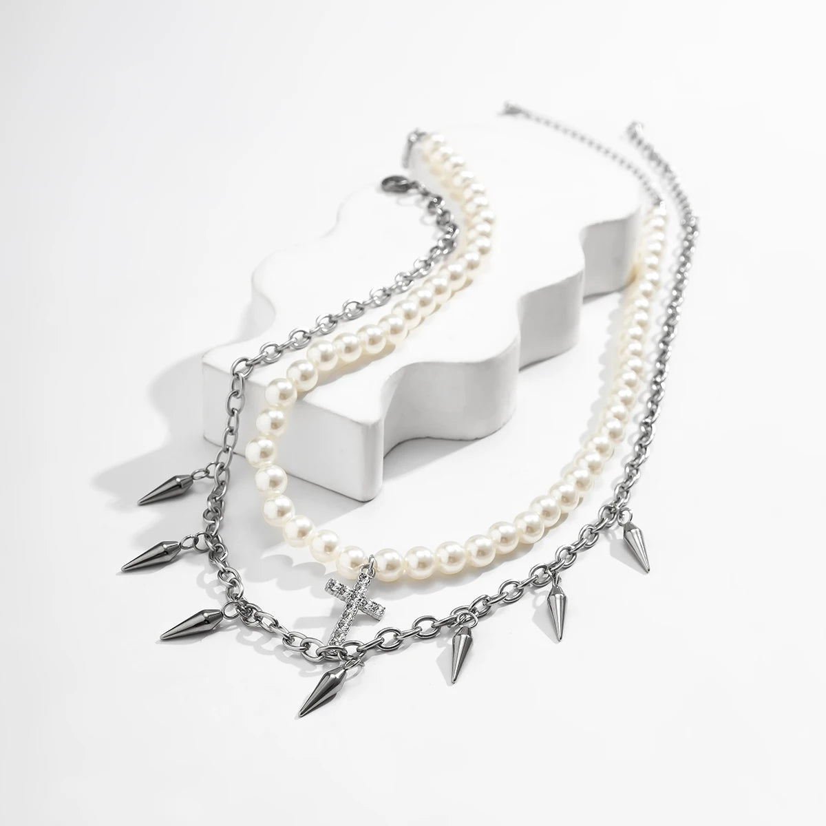 Kit Colar Masculino Spike Pearls 2 Peças