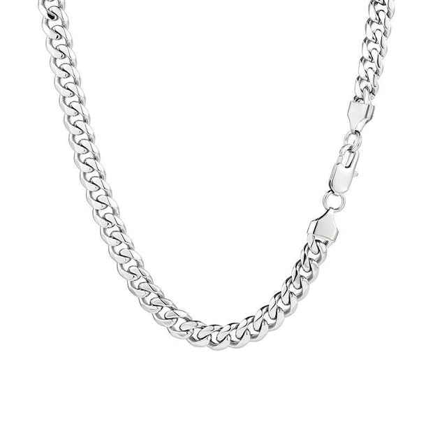 Corrente Masculina Cubana Prata - 7MM