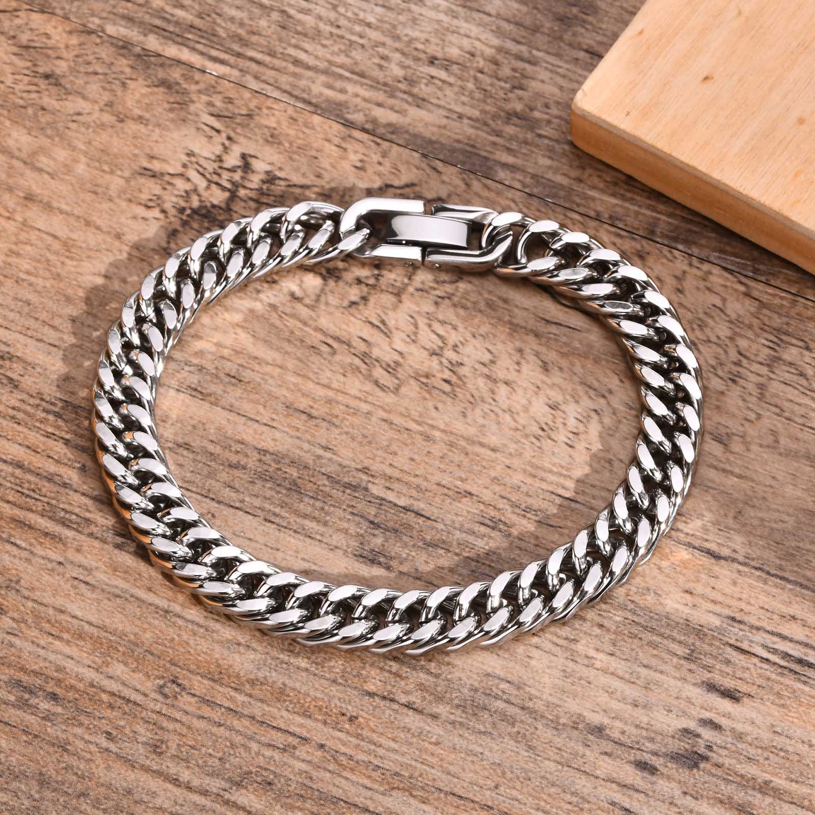 Pulseira Masculina Corrente Cubana Prata - 8MM