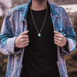 Colar Masculino Pingente Turquesa - Prata
