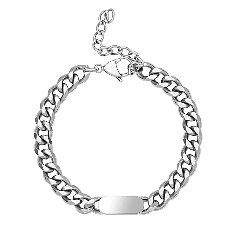 Pulseira Masculina Corrente Cubana Pingente Oval