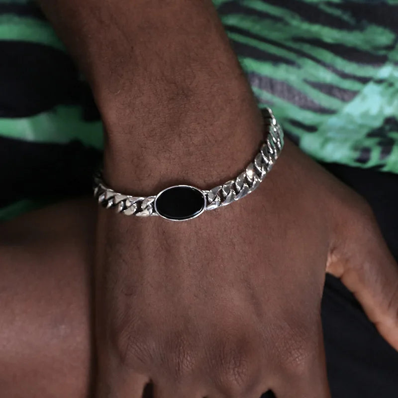 Pulseira Masculina Corrente Cubana Black Eyes