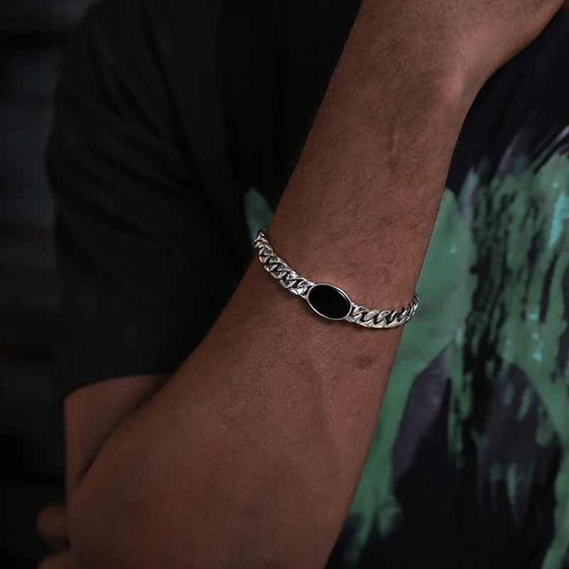 Pulseira Masculina Corrente Cubana Black Eyes