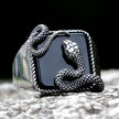 Anel Masculino Serpente Obsidiana 3D