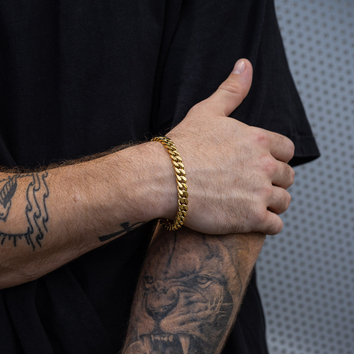 Pulseira Masculina Corrente Cubana Ouro- 9MM