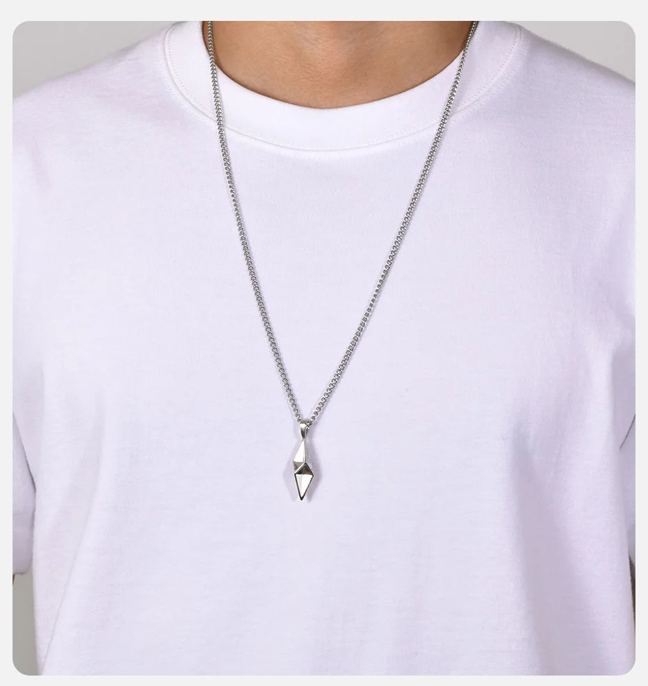 Colar Masculino Trovão 3D Aço Prata
