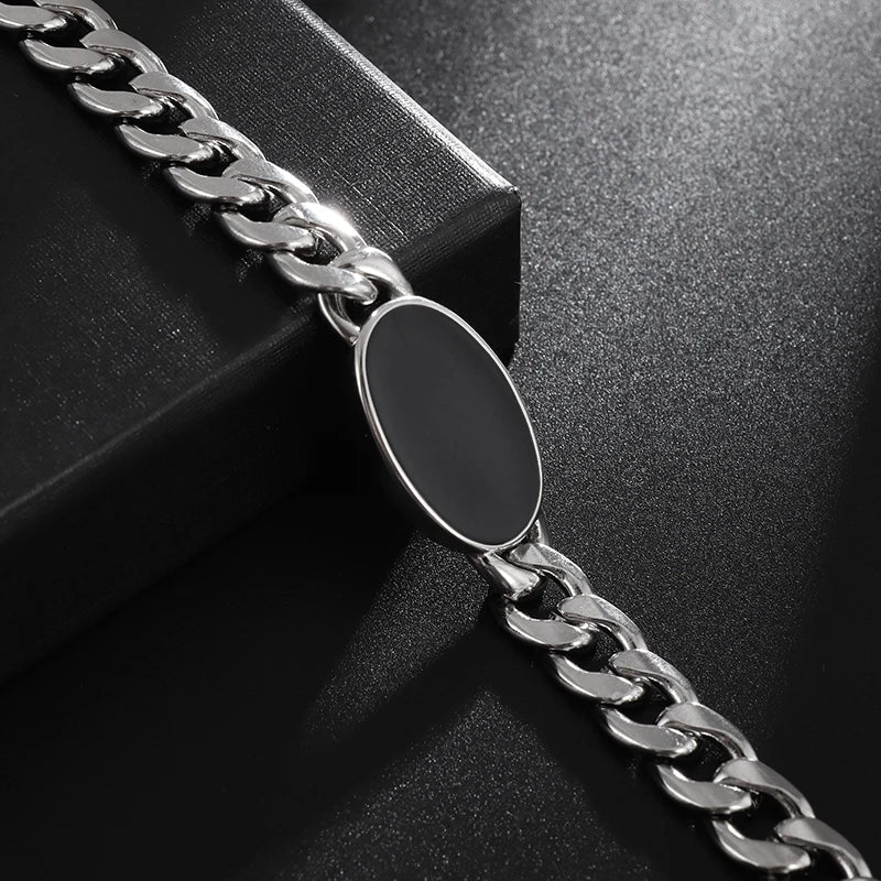 Pulseira Masculina Corrente Cubana Black Eyes