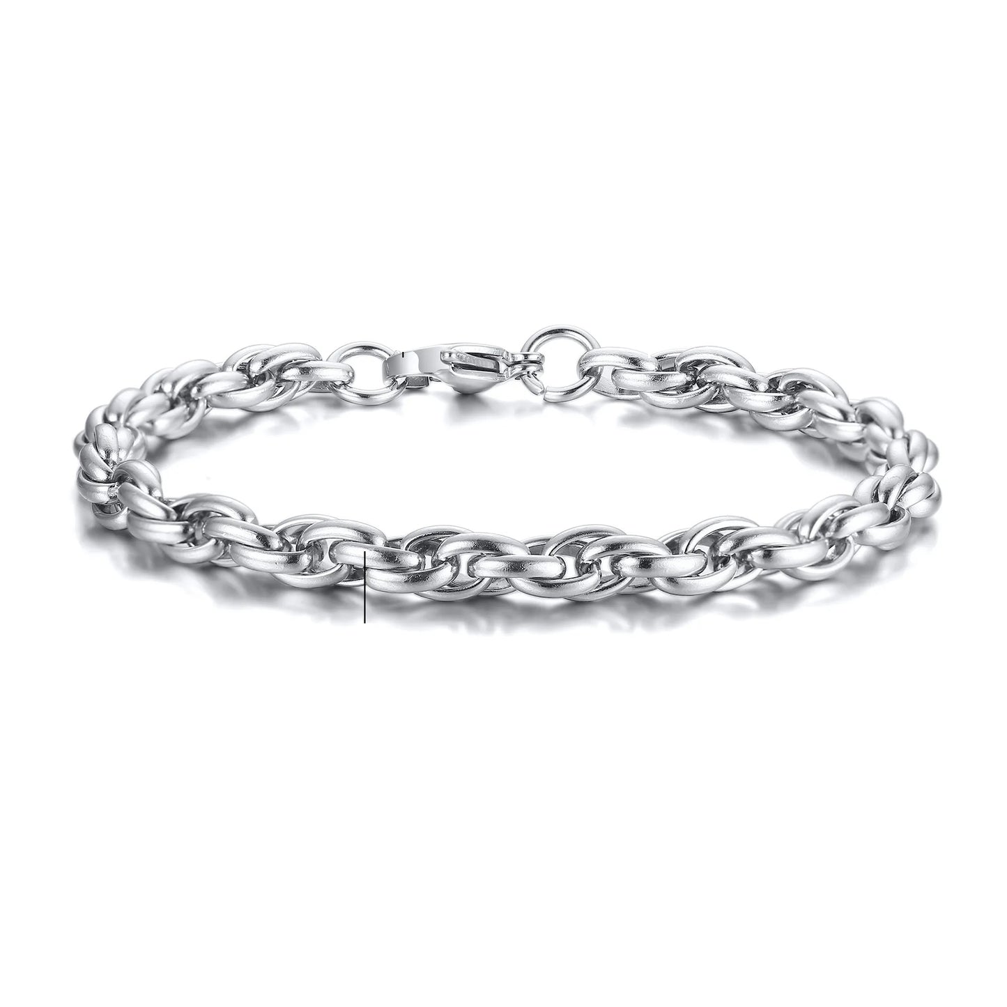 Pulseira Masculina Corrente Trançada Prata - 6MM