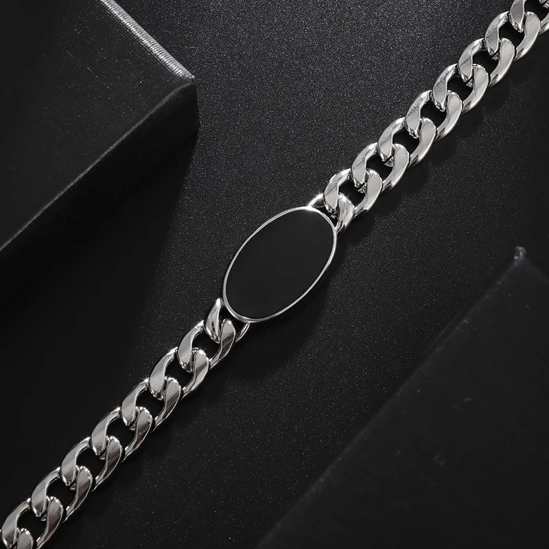 Pulseira Masculina Corrente Cubana Black Eyes