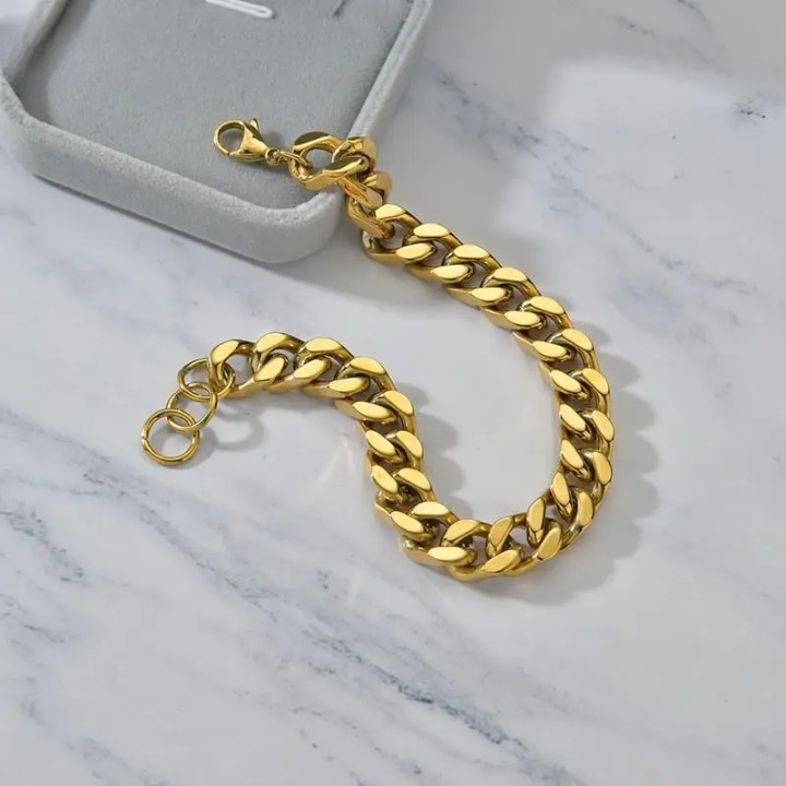 Pulseira Masculina Corrente Cubana Ouro - 11MM