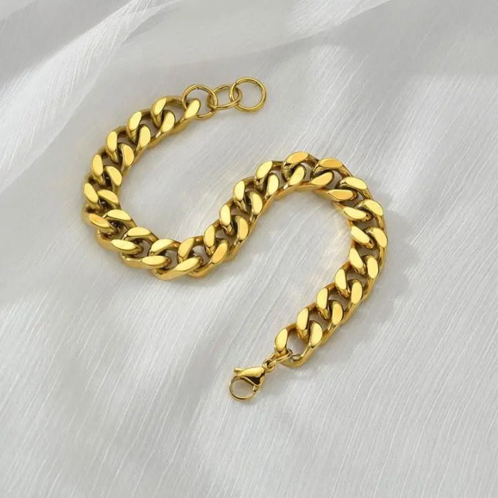 Pulseira Masculina Corrente Cubana Ouro - 11MM