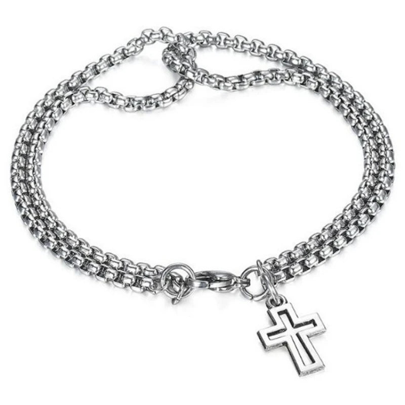 Pulseira Masculina Dupla com Pingente