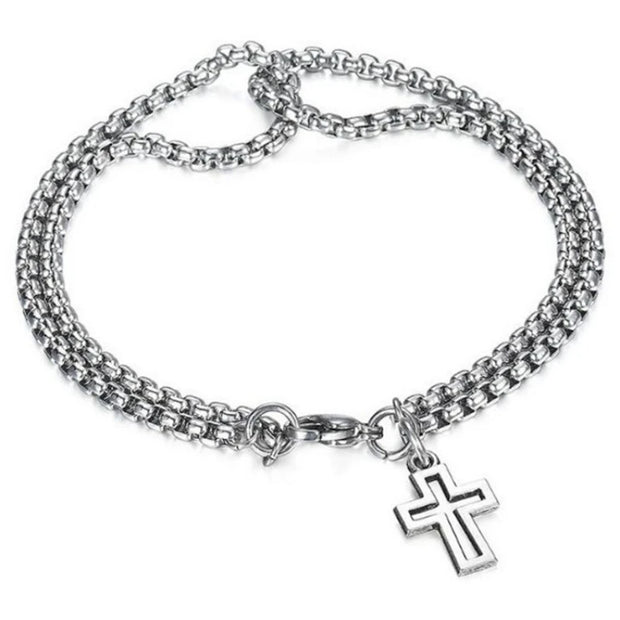 Pulseira Masculina Dupla com Pingente