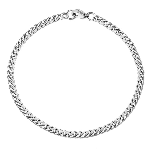 Pulseira Masculina Corrente Cubana Prata - 3MM