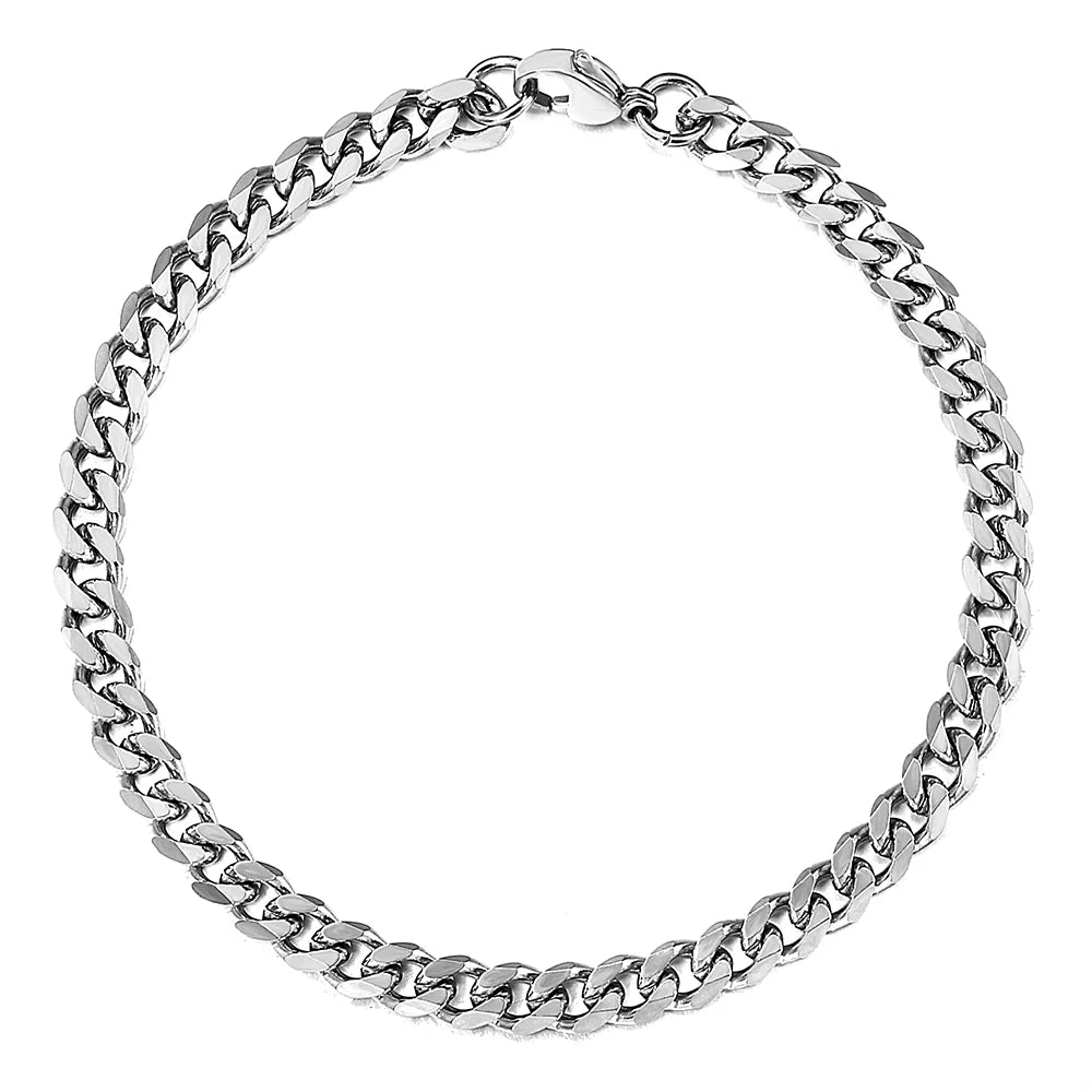 Pulseira Masculina Corrente Cubana Prata - 5MM