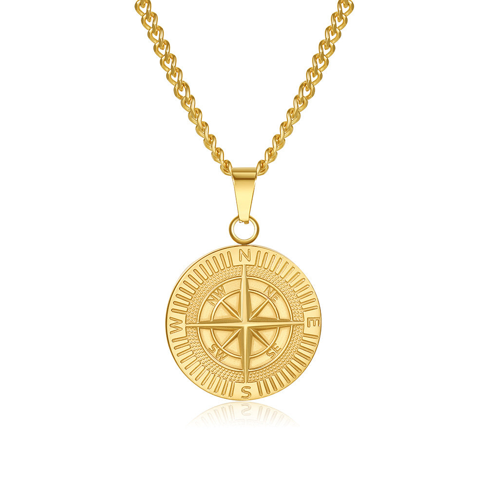 Colar Masculino Pingente Bússola - Ouro