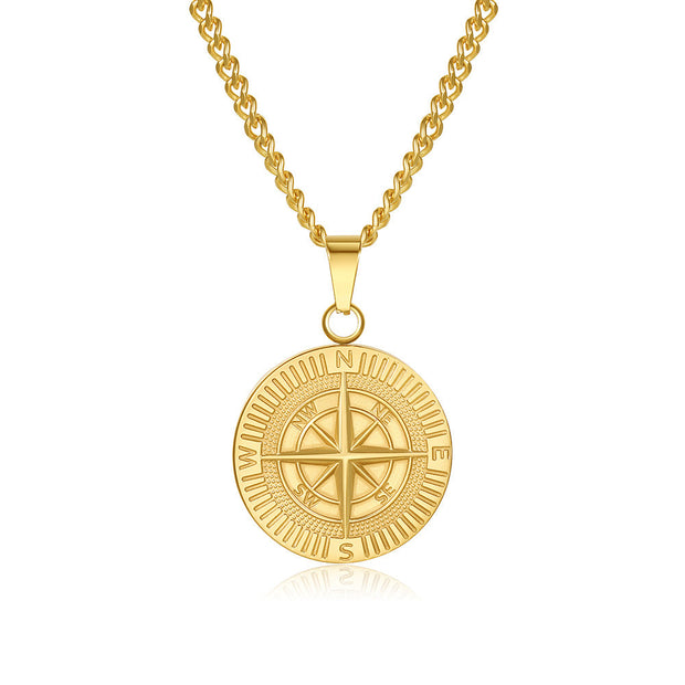 Colar Masculino Pingente Bússola - Ouro