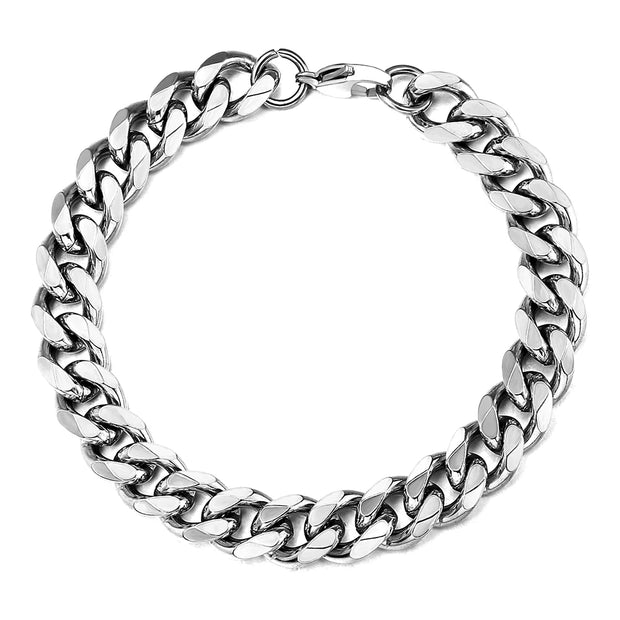 Pulseira Masculina Corrente Cubana Prata - 11MM