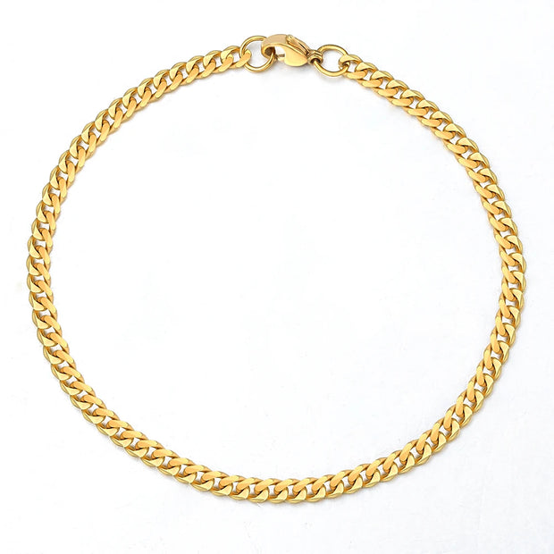Pulseira Masculina Corrente Cubana Ouro - 3MM